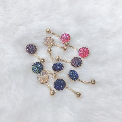 China TRENDY New Fashion Emery Polish Geometric Round Navel Nail Titanium-Plated Star Gemstone Jewelry for sale