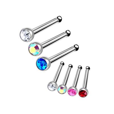 China Wholesale FASHIONABLE Korean Piercing Straight Stainless Steel Color Piercing Nose Stud Ear Stud for sale