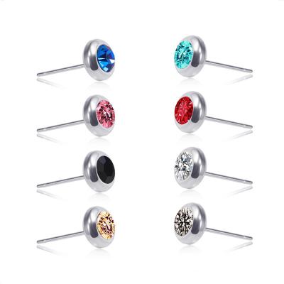 China Hiphop Stainless Steel Boys And Girls Stud Earrings No Allergy Colored Diamond Stud Earrings for sale