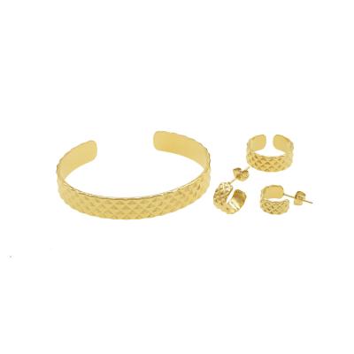 China TRENDY Minimalist 18k Gold Stainless Steel Jewelry Set for sale