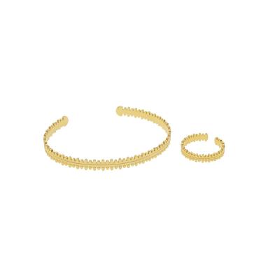 China TRENDY 18k Gold Plated Stainless Steel Bracelet And Ring Set for sale