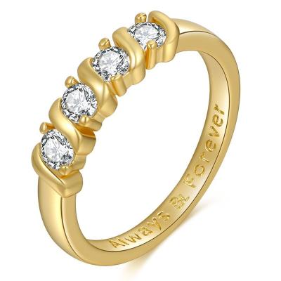 China FASHIONABLE Europe and the United States Selling Brass 18K Gold Inlaid Simple Cheap Zircon Ring Wholesale Spot for sale