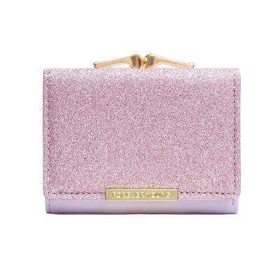 China Luxury Ladies Glitter Purse Shiny Mini Short Wallet Coin Purse Anti-theft Cash Clips Money Card Holder for sale