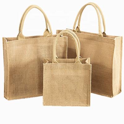 China Custom Custom Organic Burlap Handled Tote Bag Shopping Bag Factory Gift Tote Bag Cotton Burlap Jute for sale