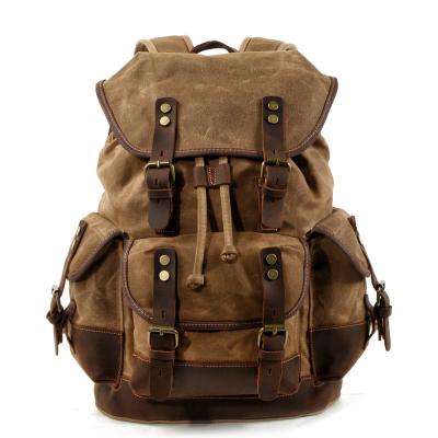 China PORTABLE Large Capacity Canvas Backpack Travel Waterproof Luxury Casual Waxed Outdoor Retro Backpack for sale