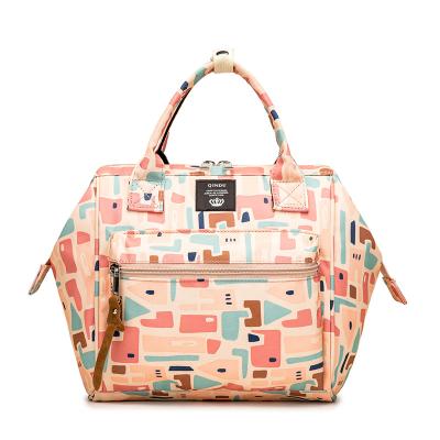 China Portable Multi Pattern Nylon Waterproof Diaper Bag Mommy Shoulder Bag Changing Backpack for sale