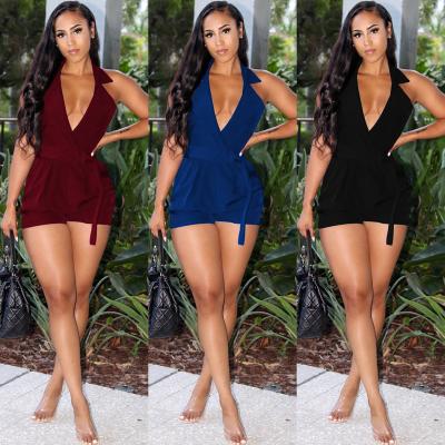 China MSL3113-2022Hot Selling Breathable New Ladies Sexy Sleeveless Solid Color Casual Breathable Backless Tie Overalls for sale