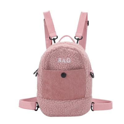 China Wholesale new design winter fashion fluffy and warm luxury backpack women portable wristlet bags factory small for sale