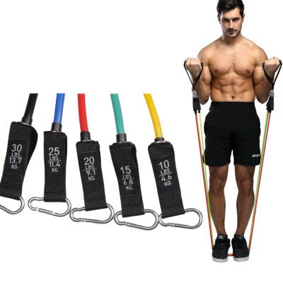 China Indoor Resistance Bands Set For Men Exercise Custom Logo Fabric Workout Fitness Tube Band Gym Straps for sale