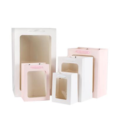 China Recyclable Transparent Window Gift Bag Paper Gift Bags Paper Bag for sale