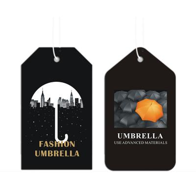 China Custom Swing Hang Tags With Cord /String, Heavyweight Recyled Luxury Cardboard Custom Umbrella Hang Tag for sale