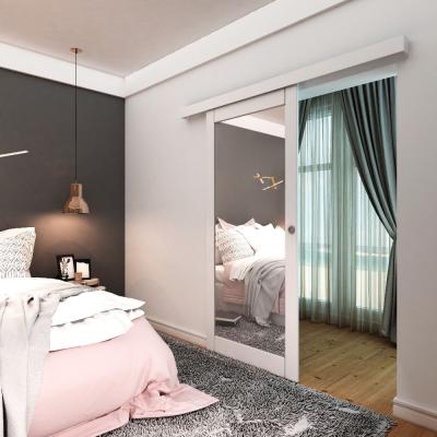 China Modern economic low price cheap aluminum fittings tempered wooden wardrobe door sliding door for sale