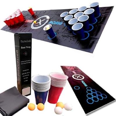 China Contemporary Beer Pong Drinking Party Game PVC Custom Beer Pong Mat for sale