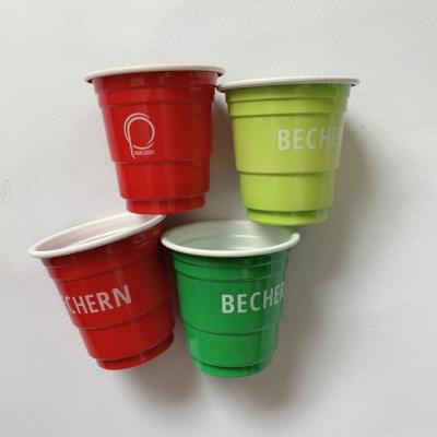 China Customization Viable Logo Printing 2oz Disposable Party Shot Cups Mini Beer Pong Mugs for sale