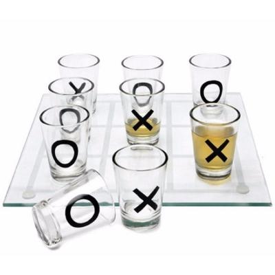 China Eco-Friendly Tic Tac Toe, Three in a Row Shot Glass Drinking Game with 9 Shot Glass and Game Glass Panels for sale