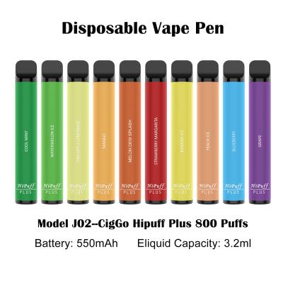 Κίνα Hipuff συν 800 τον υγιή Ε Cig 550mAh 3.2ml προ γεμισμένη ριπών λοβό προς πώληση