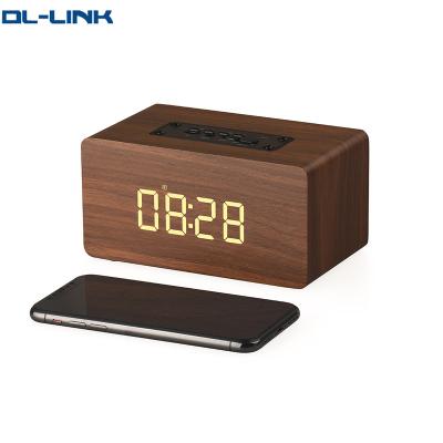 China W5C Mini Portable Wooden Mini Wireless Speaker with AUX Game/Voice Call. of clock/TF display for sale