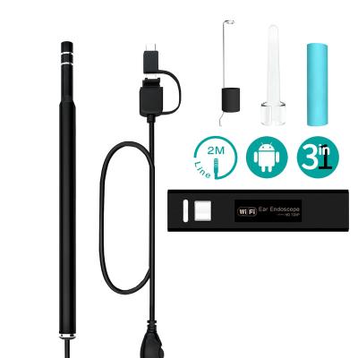 China iw99A WiFi Wireless 5.5mm 3 in 1 Waterproof Visual Ear Endoscope Video Otoscopes Ear Cleaning Tool (Black) Iw99A for sale