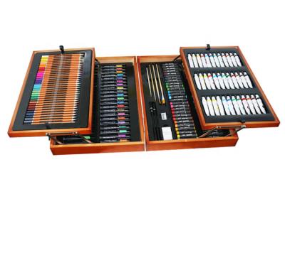 China Drawing & Luxury Wooden Box 174pcs Painting Set Art Stationery Painting Drawing Set For Kids Student for sale