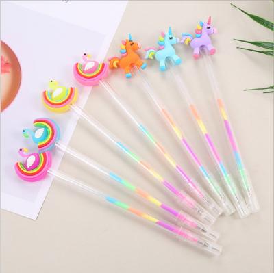 China Hot Creative Neutral Pen DIY Highlighter Rainbow 6 Color Rainbow 6 Color Highlighter Bar Amazon Business Cartoon Swan Pastel Pony Modeling Highlighter for sale