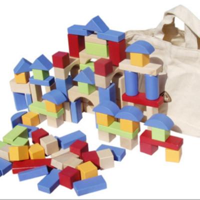 China Toy Wooden Color Cubes 50pcs Geometric Intelligence Wooden Block Shape Building Blocks With Non-toxic Paints For Kids for sale