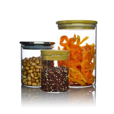 China Sustainable Cheap Glass Jars With Lids Glass Food Storage Jar Airtight Canister for sale