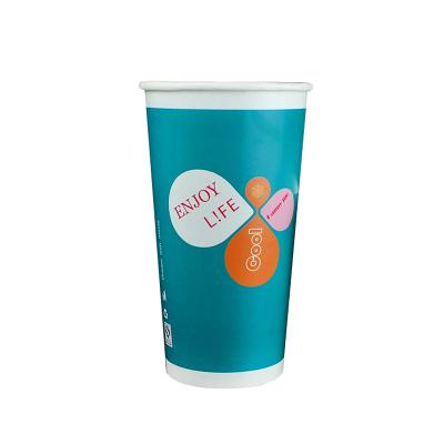 China Recycled Materials 16 Ounce Paper Cups LOGO Printed Coffee Paper Cup Custom Single Wall for Hot Drinks Milk Tea for sale