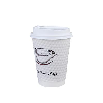 China 2021 Disposable New Double Layer Paper Coffee Cup Custom Printed Embossed Disposable Coffee Paper Cup With Lids for sale