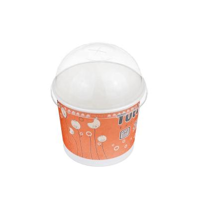 China Disposable customer printed ice cream disposable paper cup with dome lid wholesale, frozen yogurt disposable paper cup for sale