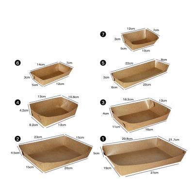 China Disposable Collapsible Food Grade Kraft Paper Boat Shape Containers / Bowl Paper Food Container for sale