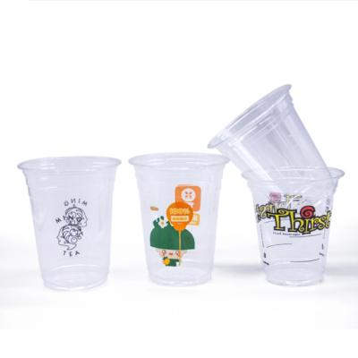 China Customized Clear Pet / PP Disposable Viable Transparent Drinking Juice Cup With Dome / Flat Lids for sale