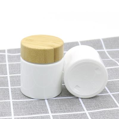 China High Quality 100ml 120ml Beautiful White Plastic Pet Straight Sided Jars With Bamboo Caps for sale