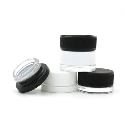 China Eco - Friendly Recyclable Custom Glass Jar 9ml Concentrates Containers Extract Oil Glass Storage Jars With Black White Lid for sale