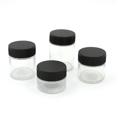 China Custom logo 120ml 150ml 210ml cosmetic kid safe round black lid glass jar for organic products for sale