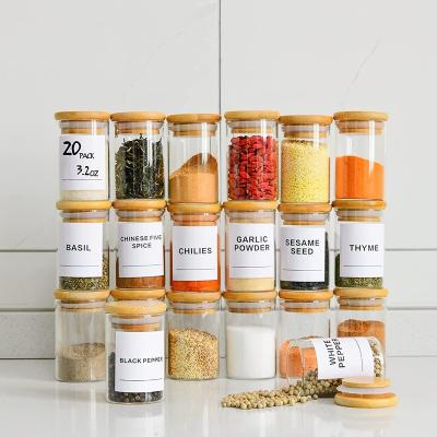 China Freshness Preservation Mini Small Household Kitchen Refrigerator Storage Glass Spice Jars With Bamboo Lid for sale