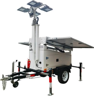 China SORNNE Industrial Customized 4-9m Height Vertical Telescopic Mast 4*200W LED Solar Mobile Light Towable Trailer Tower for sale