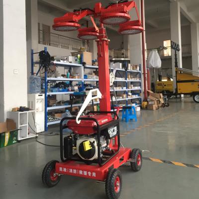 China Chinese sports stadiums factory specializing in OEM 4*300W portable gasoline generator LED mobile light tower with 4-7m telescopic mast for sale