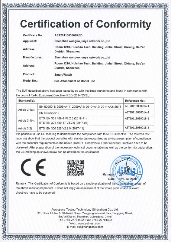 CE - Shenzhen Wanguo Junye Network Co., Ltd.