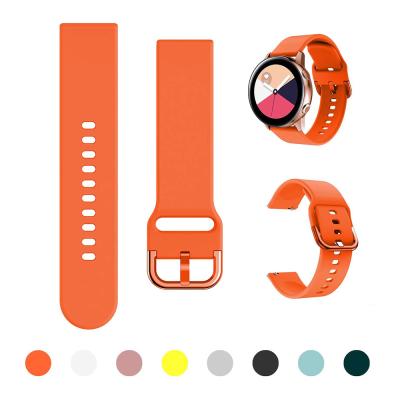 China 20mm 22mm Flexible Watch Strap Band For Galaxy Watch Active/Active2 Watch Bands Strap 40/44mm Colored Loop Silicone Sport Strap for sale