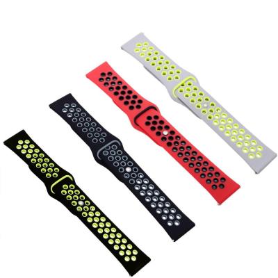 China 20mm hole type universal silicone watch band breathable 22mm rubber suitable for kid etc. from xiaomi from Samsung Huawei for sale