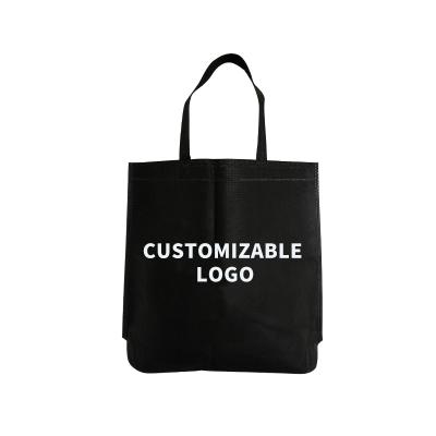 China Customizable Handled Black Logo Eco Friendly Bag Non Woven Shopping Bag Tote Gift Laminated Shopping Non-Woven for sale