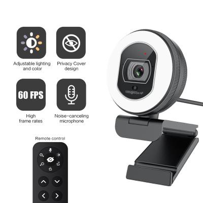 China High Quality 1080 Webcam Mic Remote Control Lens Cover Built-in Noise Reduction Hd 2k 60 Fps Full Focus 1080P Auto Webcam Web Camara for sale