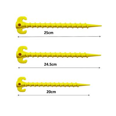 China Outdoor Camping Hiking Stakes 20cm/7.9inch Outdoor Plastic ABS Screw Shaped Tent Pegs Beach Stakes for sale