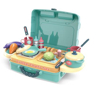 China Pretend play role play emulational equipment new educational learning point 3 in 1 funny little baby chef toy kitchen play set in carry case/bag/table cooking pretend toy game for children for sale