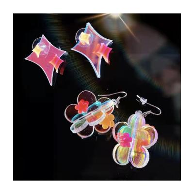 China Hot punk style nc vintage Harajuku Crystal Shine Handmade Earrings for girls Y2K laser shiny acrylic earrings for party for sale