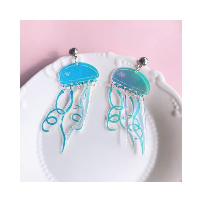 China Other Y2K Lovely Fantasy Jellyfish Tassel Earrings Hot Punk Jellyfish Laser Acrylic Earrings Transparent Acrylic Dangle Harajuku for sale