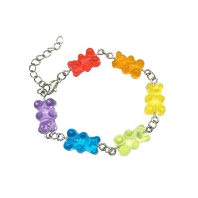 China Y2K Steel Chain Pendant Girl Paty Birthday Gift Cute Gummy Insti Candy Cute Bear Bracelet Charms Bracelets Wrist Anklet Jewelry for sale