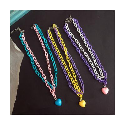 China Harajuku Necklace Cute Funny Acrylic Multilayer Y2K E-girl Sweated Cool Cartoon Candy Heart Gummy Choker Necklace For Party Jewelry for sale