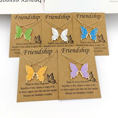 China BOHEMIA Bohemia Multiple Colors Colorful Butterfly Necklace Thin Chain Pendant Necklace For Girls Friendship Butterfly Necklace for sale