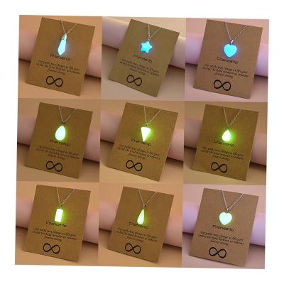 China BOHEMIA Star Glowing Heart Shape Bohemia Necklace Jewelry Water Drop Cone Luminous Pendant Necklace For Women for sale